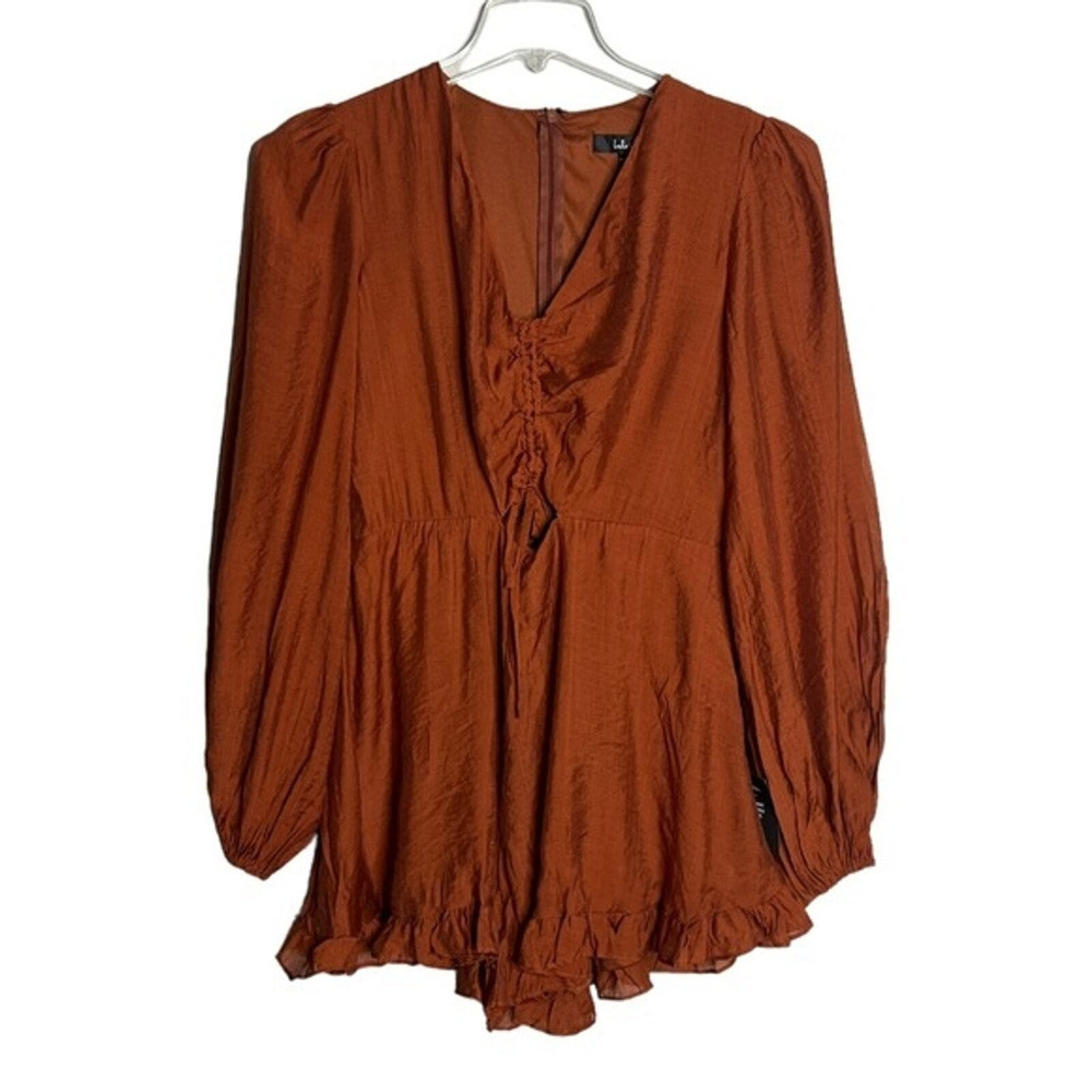 Lulu's Rust Orange Long Sleeve Romper